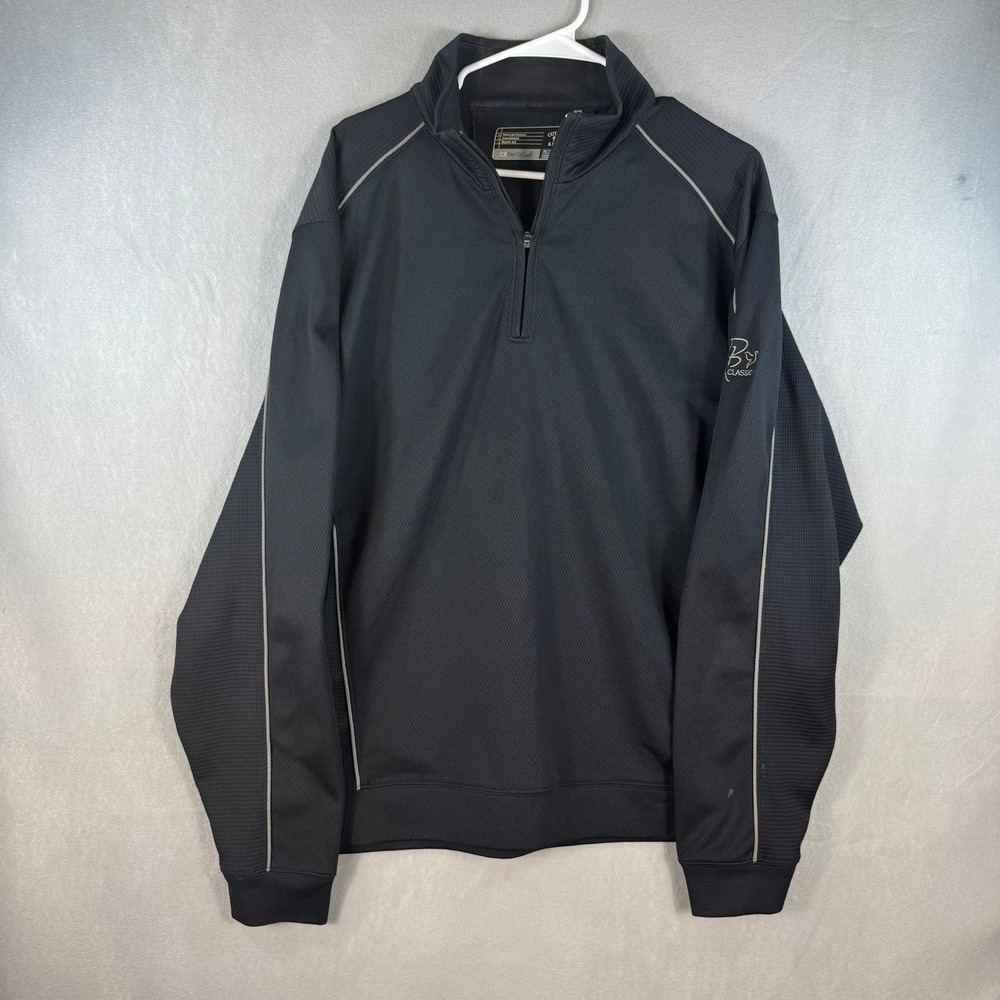 Cutter & Buck Mens XL CB DryTec Black Quarter Zip Pullover B Classic Golf Logo